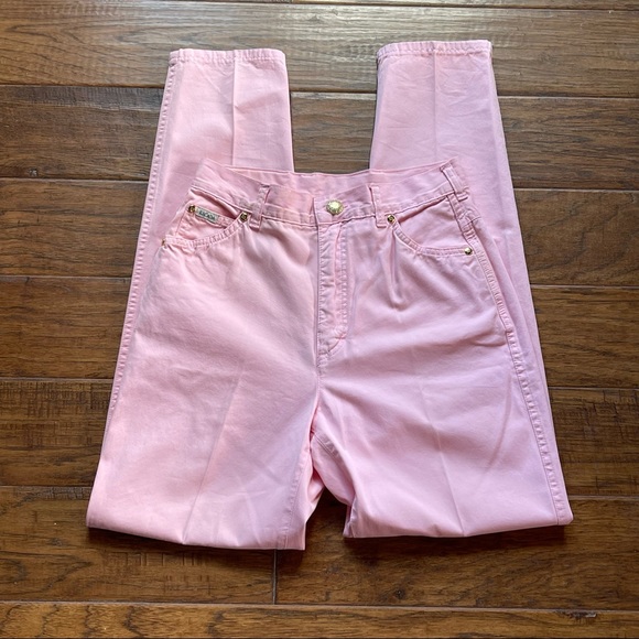 Vintage Escada Margaretha Rey light pink & gold ONE straight leg skinny jeans - Picture 15 of 16